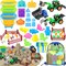 Summer Beach Toys, 45Pcs Farm Playset, Collapsible Sand Toys with Sand Buckets and Tractor Toy Set, Sand Castle Building Kit, Farm Toys, Animal Toys, Mesh Bag, Travel Beach Toys for Kids Ages 4-8